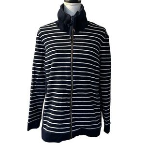 Lauren Ralph Lauren Mock Neck Full Zip Sweater Jacket Women’s SZ 1X Blue White